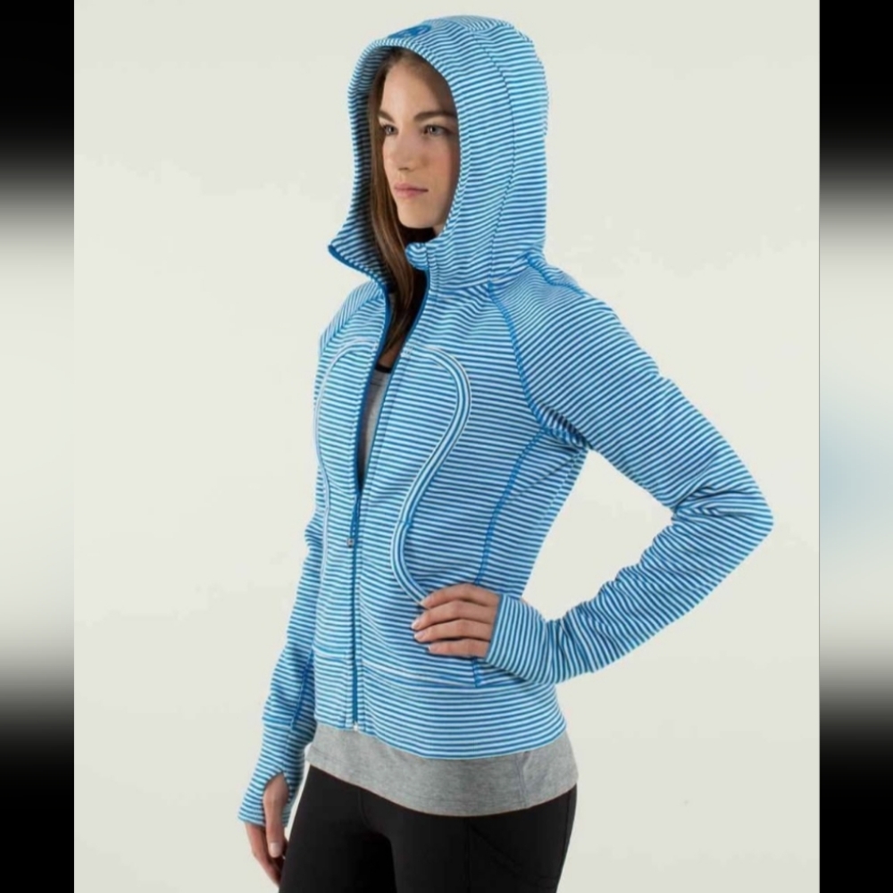 *SOLD* Size 8 | Lululemon Athletica Blue Striped Scuba Full-Zip Hoodie